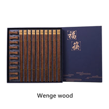 Load image into Gallery viewer, Premium Natural Wood Chinese Chopsticks Gift Box with Holder - 10 Pair Set