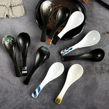Load image into Gallery viewer, Vintage Asian Soup Spoons | Japanese Ceramic Cutlery - 1 Pc