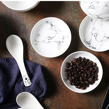 Load image into Gallery viewer, White Marble Ceramic Sauce Bowl | Small Japanese Sushi Dipping Dish - 1 Pc