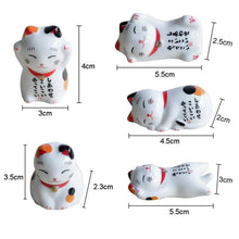 Load image into Gallery viewer, Lucky Cat Chopsticks Rest Holder | Japanese Ceramic Kitty Holder - 5 Pc Set