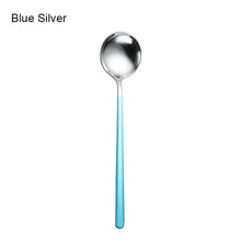 Load image into Gallery viewer, Gold & Silver Korean Asian Soup Spoon | Long Handle Metal Tableware - 1 Pc