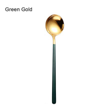 Load image into Gallery viewer, Gold & Silver Korean Asian Soup Spoon | Long Handle Metal Tableware - 1 Pc