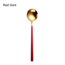 Load image into Gallery viewer, Gold & Silver Korean Asian Soup Spoon | Long Handle Metal Tableware - 1 Pc