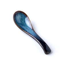 Load image into Gallery viewer, Dark Blue Ceramic Asian Soup Spoons | Japanese Kitchen Utensils - 4 Pc Set