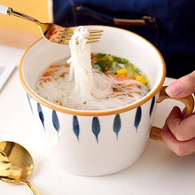 Load image into Gallery viewer, Modern Ramen Bowls with Handle and Lid | Japanese Ceramic Tableware - 1 Set
