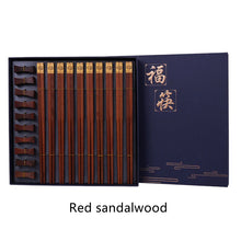 Load image into Gallery viewer, Premium Natural Wood Chinese Chopsticks Gift Box with Holder - 10 Pair Set