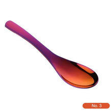 Load image into Gallery viewer, Stainless Steel Asian Soup Spoons | Korean Metal 304 Grade Kitchen Color Utensils - 1 Pc - Blue Purple Rainbow Silver Gold Rose Black