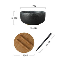 Load image into Gallery viewer, Japanese Wide Ceramic Ramen Bowl | Instant Noodle Bowl With Lid, Spoon, Chopstick Set - 1 Pc