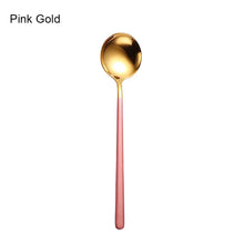 Load image into Gallery viewer, Gold & Silver Korean Asian Soup Spoon | Long Handle Metal Tableware - 1 Pc