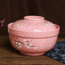 Load image into Gallery viewer, Pink Japanese Bowls with Lid | Ramen Ceramic Tableware - 1 Set