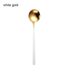 Load image into Gallery viewer, Gold & Silver Korean Asian Soup Spoon | Long Handle Metal Tableware - 1 Pc