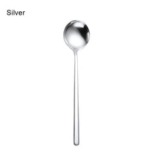 Load image into Gallery viewer, Gold & Silver Korean Asian Soup Spoon | Long Handle Metal Tableware - 1 Pc