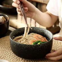 Load image into Gallery viewer, Japanese Wide Ceramic Ramen Bowl | Instant Noodle Bowl With Lid, Spoon, Chopstick Set - 1 Pc