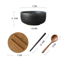 Load image into Gallery viewer, Japanese Wide Ceramic Ramen Bowl | Instant Noodle Bowl With Lid, Spoon, Chopstick Set - 1 Pc