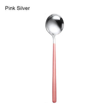 Load image into Gallery viewer, Gold & Silver Korean Asian Soup Spoon | Long Handle Metal Tableware - 1 Pc