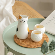 Load image into Gallery viewer, Maneki Neko Ceramic Sake Set | Japanese Lucky Cat Wine Set - 3 Pc