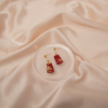 Load image into Gallery viewer, Red & Gold 18K Plated Pearl Earrings | Chinese New Year Gift - 1 Pair