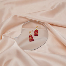 Load image into Gallery viewer, Red & Gold 18K Plated Pearl Earrings | Chinese New Year Gift - 1 Pair