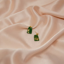 Load image into Gallery viewer, Green & Gold Lucky Fortune Earrings | Lunar New Year Gifts 2025 - 1 Pair
