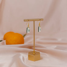 Load image into Gallery viewer, Green & White Mahjong Set Gold Earrings | Chinese New Year Gift - 1 Pair