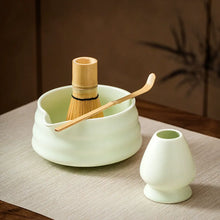 Load image into Gallery viewer, Green Traditional Japanese Matcha Tea Bowl and Whisk Holder - 2 Pc Set