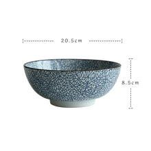 Load image into Gallery viewer, Large Japanese Ramen Bowls | Ceramic Noodle Stripe Dish - 1 Pc