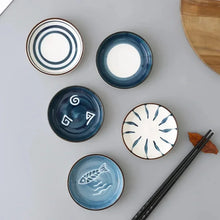 Load image into Gallery viewer, Blue Pattern Soy Sauce Dish | Small Ceramic Japanese Bowl for Sushi - 1 Pc