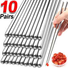 Load image into Gallery viewer, Korean Stainless Steel Metal Rounded Chopsticks - 10-Pair Set