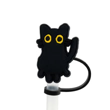 Load image into Gallery viewer, Cute Black Cat Straw Toppers | Silicone Cup Covers - 1 Pc