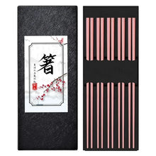Load image into Gallery viewer, Solid Metal Luxury Chopsticks Set | Silver Gold Chrome Reusable Stainless Steel - 5 Pairs
