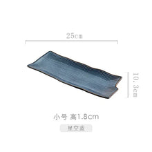 Load image into Gallery viewer, Blue Japanese Rectangular Sushi Plates | Ceramic Sashimi Serving Dish - 1 Pc
