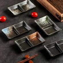 Load image into Gallery viewer, Duo Japanese Soy Sauce Dish | 2 Divided Sushi Dipping Bowl - 1 Pc