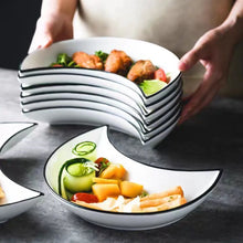 Load image into Gallery viewer, White Crescent 5-Piece Sushi Plates | Japanese Ceramic Dinnerware Set