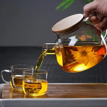 Load image into Gallery viewer, Glass Teapot with Bamboo Lid and Filter | Tea Kettle - 1 Set
