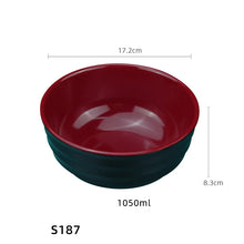 Load image into Gallery viewer, Black & Red Japanese Ramen Bowls | Donburi Soup Melamine Bowl - 1 Pc