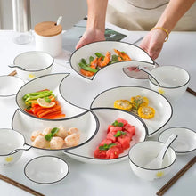 Load image into Gallery viewer, White Crescent 5-Piece Sushi Plates | Japanese Ceramic Dinnerware Set