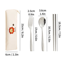 Load image into Gallery viewer, Animal Stainless Steel Travel Utensil Set with Case | Cute Spoon Fork Chopsticks Sets