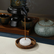 Load image into Gallery viewer, Jade Incense Holder & Catcher | Wooden Ash Plate - 1 Pc