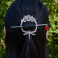 Load image into Gallery viewer, Dragonfly Witch Hair Sticks | Woodland Goddess Crescent Metal Pins - 1 Pc