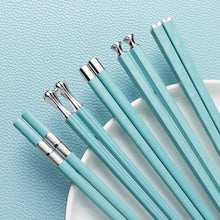 Load image into Gallery viewer, Light Blue Luxury Chopsticks | Reusable Non-Slip Chinese Tableware - 5 Pair Set