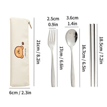 Load image into Gallery viewer, Animal Stainless Steel Travel Utensil Set with Case | Cute Spoon Fork Chopsticks Sets