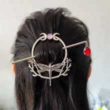 Load image into Gallery viewer, Dragonfly Witch Hair Sticks | Woodland Goddess Crescent Metal Pins - 1 Pc