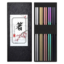 Load image into Gallery viewer, Solid Metal Luxury Chopsticks Set | Silver Gold Chrome Reusable Stainless Steel - 5 Pairs