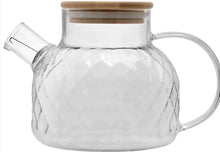 Load image into Gallery viewer, Diamond Glass Teapot with Bamboo Lid and Filter | Tea Kettle - 1 Set