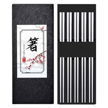 Load image into Gallery viewer, Solid Metal Luxury Chopsticks Set | Silver Gold Chrome Reusable Stainless Steel - 5 Pairs