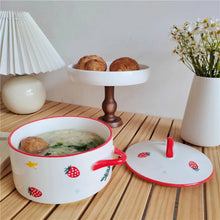 Load image into Gallery viewer, Cute Blue Fish Ceramic Ramen Bowls with Handles and Lid - 1 Pc