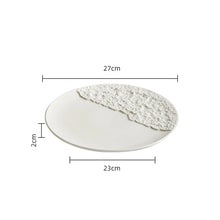 Load image into Gallery viewer, White Round Ceramic Sushi Plates | Japanese Textured Serving Platter - 1 Pc