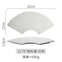Load image into Gallery viewer, Exquisite Ceramic Fan Sushi Plates | Japanese Serving Tray - 1 Pc
