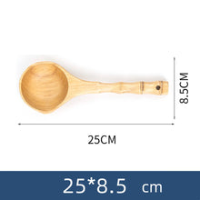 Load image into Gallery viewer, Large Wooden Bamboo Handle Soup Scoops | Brown Asian Spoons - 1 Pc