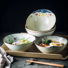 Load image into Gallery viewer, Retro Textured Floral Ramen Bowls | Ceramic Japanese Tableware - 1 Pc